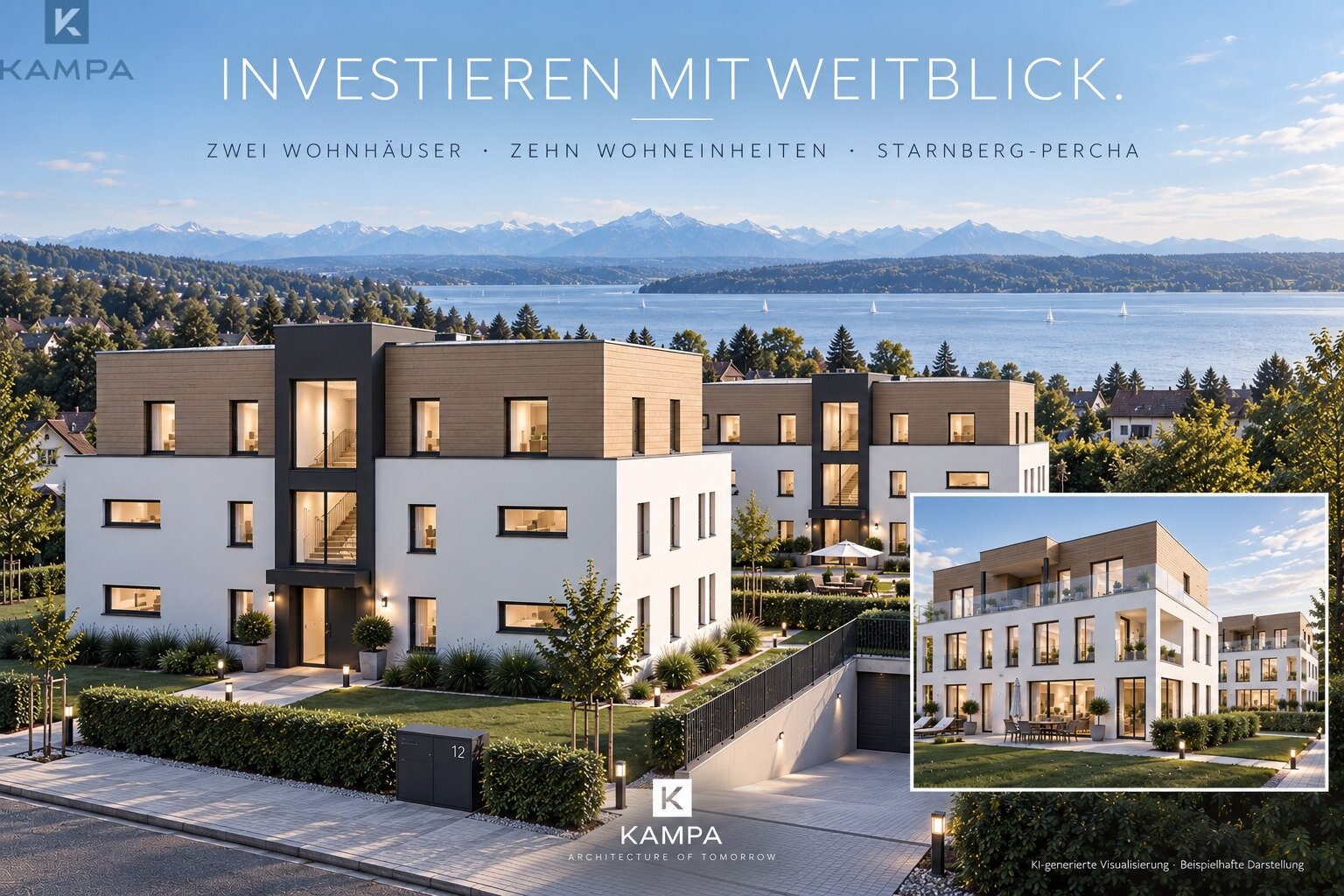 Starnberg-Percha: 10 Wohneinheiten · Tiefgarage · moderne KAMPA-Architektur · Starnberg-Percha Starnberg-Percha: 10 Wohneinheiten · Tiefgarage · moderne KAMPA-Architektur · Starnberg-Percha